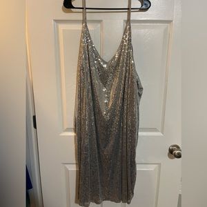 Plus size silver sequin dress